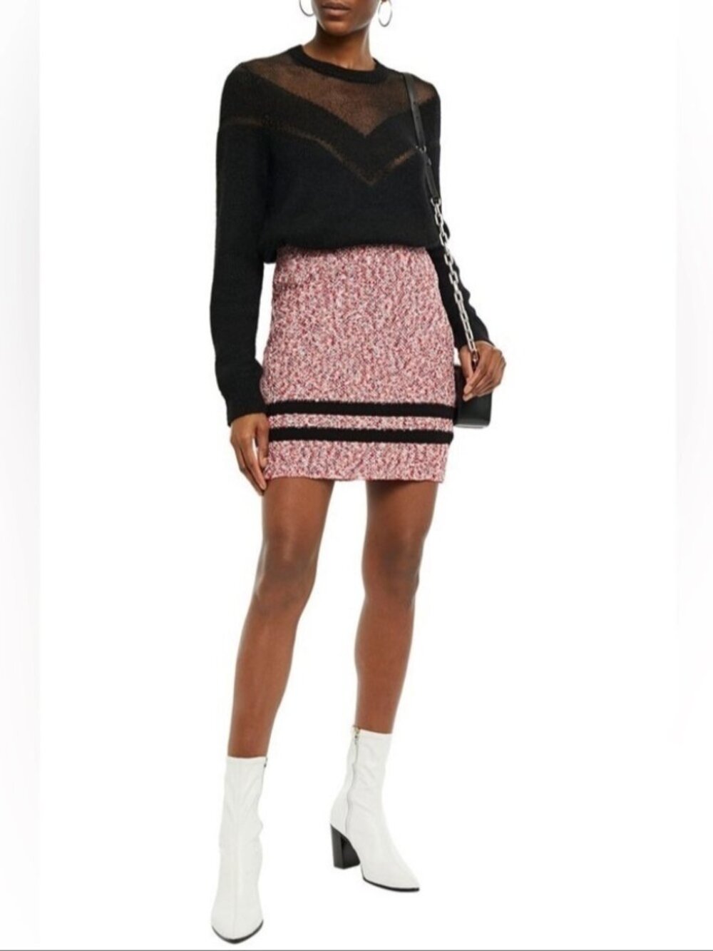 Rag & Bone L Halstead boucle varsity skirt runway tweed, pull up, elastic waist